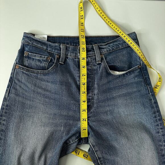 Levis 501 Jeans Womens 26 Blue Skinny High Rise Raw Hem Button Fly Ripped Knee - Picture 14 of 16